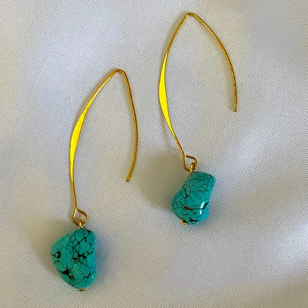 Turquoise drop earrings - Picture 2 of 3
